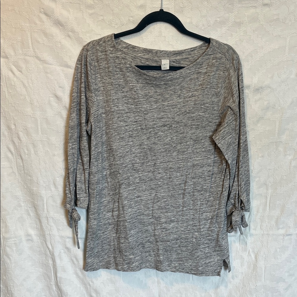 Old Navy Marled Gray Bow Sleeve Top, Size M